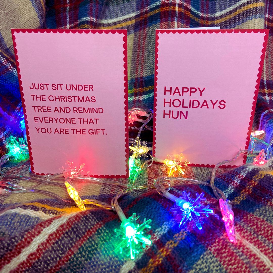 4 Pack of Christmas Cards - Red Text