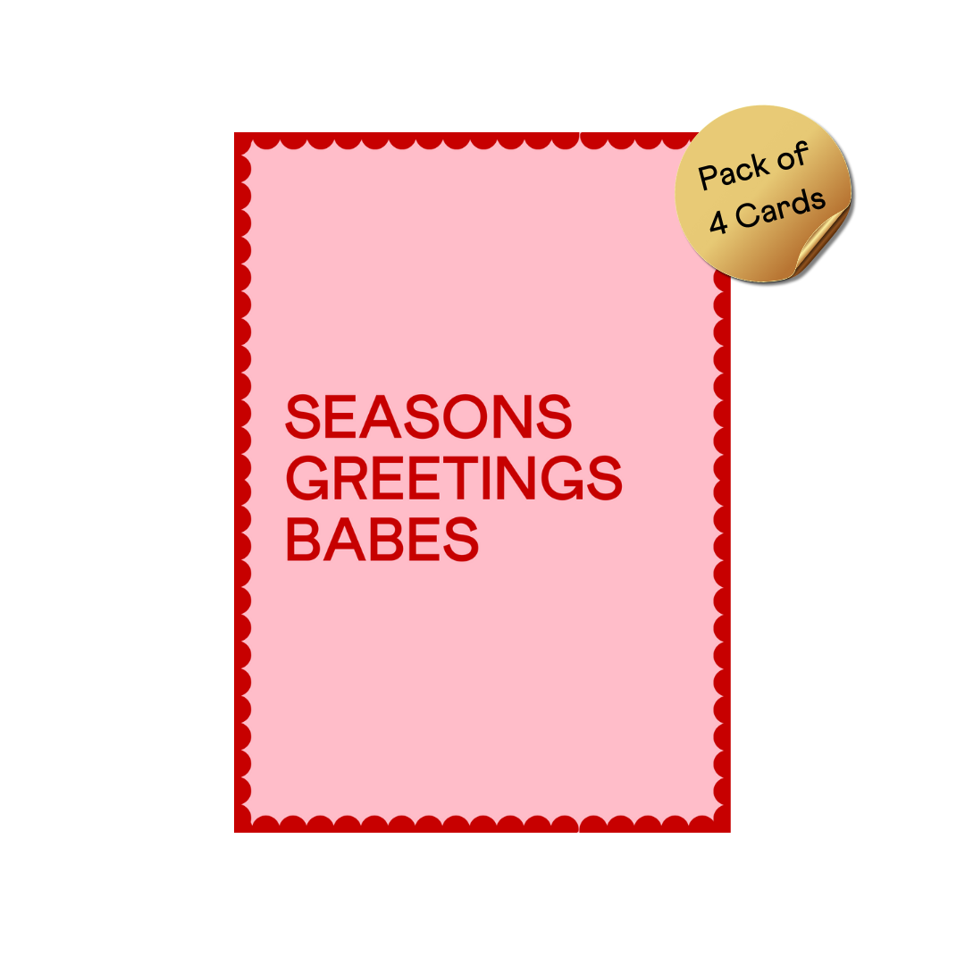 4 Pack of Christmas Cards - Red Text