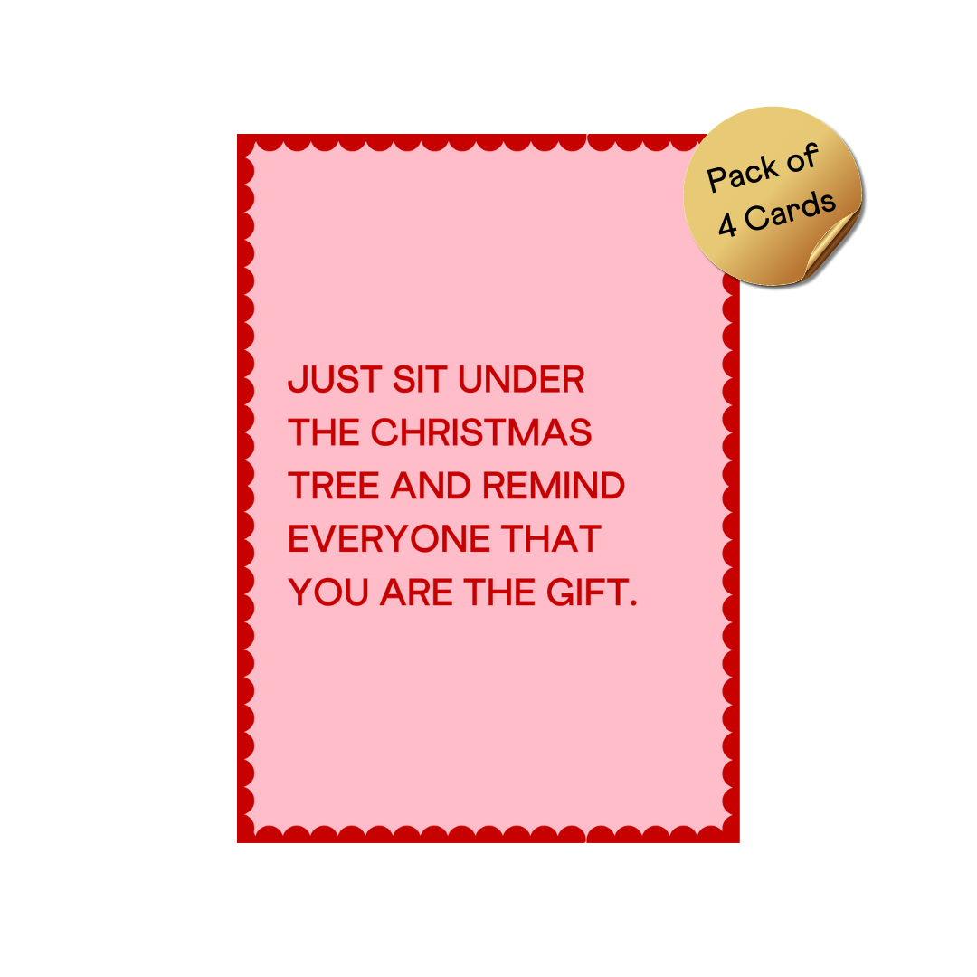 4 Pack of Christmas Cards - Red Text
