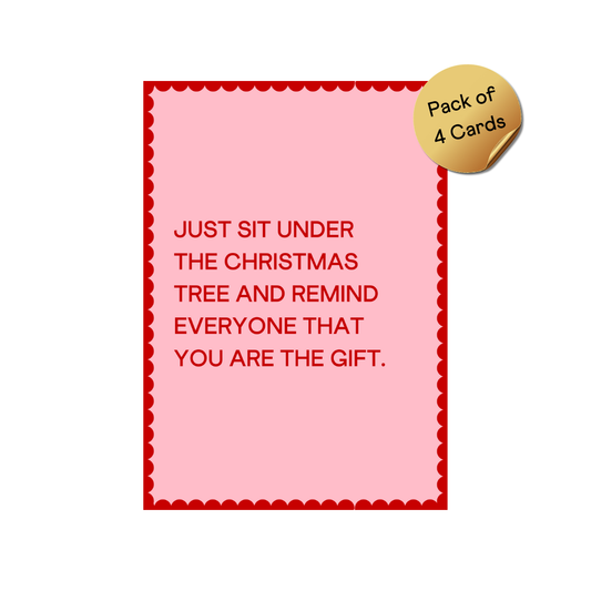 4 Pack of Christmas Cards - Red Text