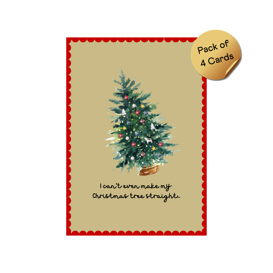 4 Pack of Christmas Cards - Seasonal Illustrations
