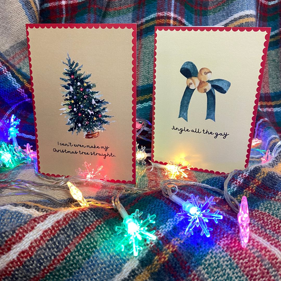 4 Pack of Christmas Cards - Seasonal Illustrations